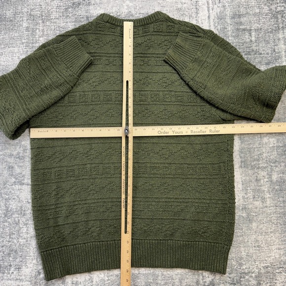 J Crew Sweater Mens XL Green Guernsey Stitch Textured Knit Fisherman Crewneck - Picture 8 of 9